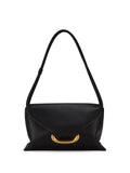 Black Smooth Leather Flap Bag – Gold Hardware Minimal Daily Shoulder Bag