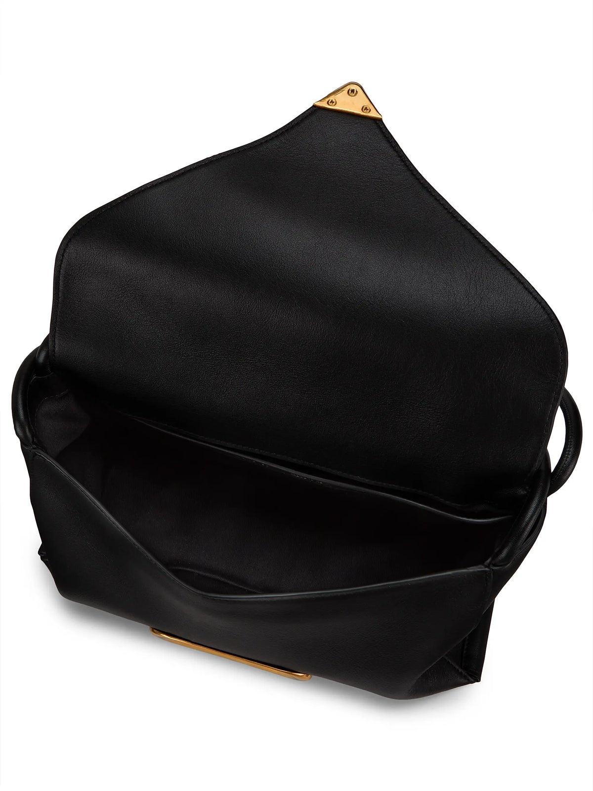 Black Smooth Leather Flap Bag – Gold Hardware Minimal Daily Shoulder Bag