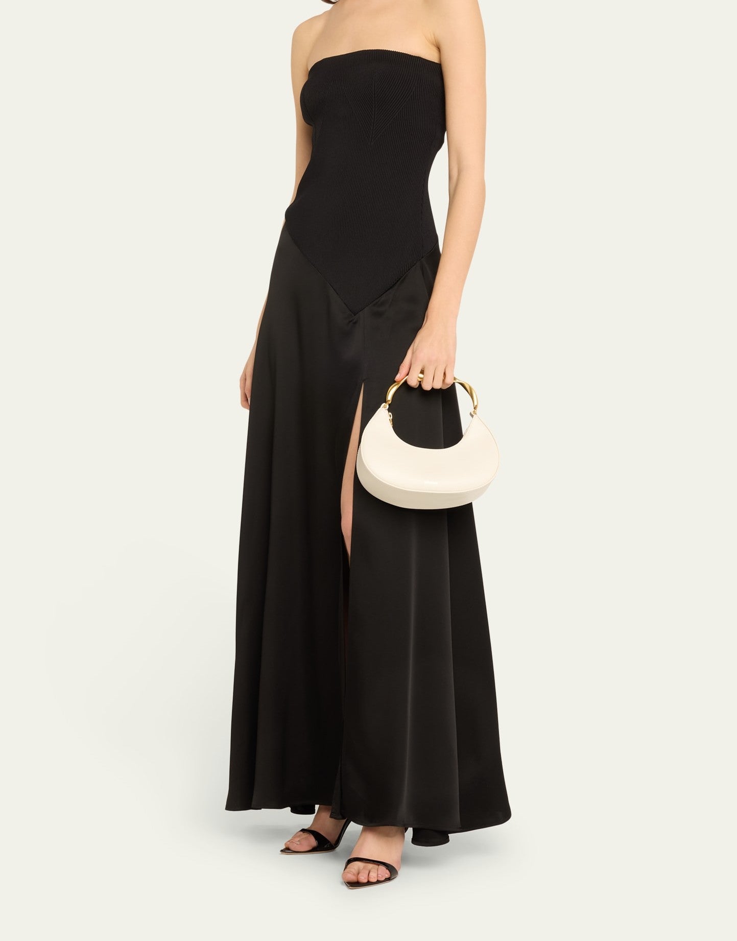 Curved Handheld Bag with Twisted Metal Handle for Daily Outfit Matching