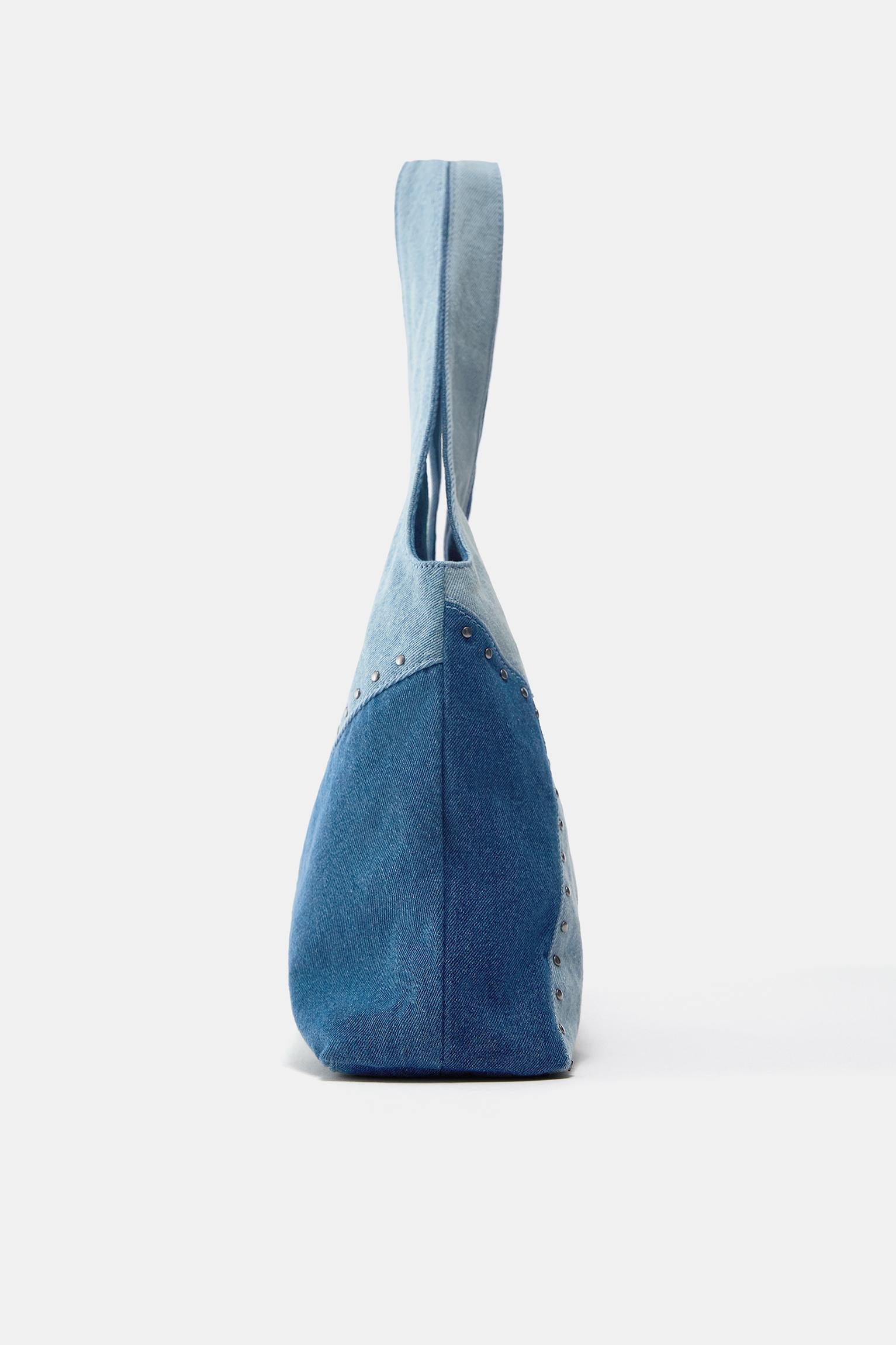 Blue Rivet Decor Shoulder Bag - Versatile Daily Matching Accessory