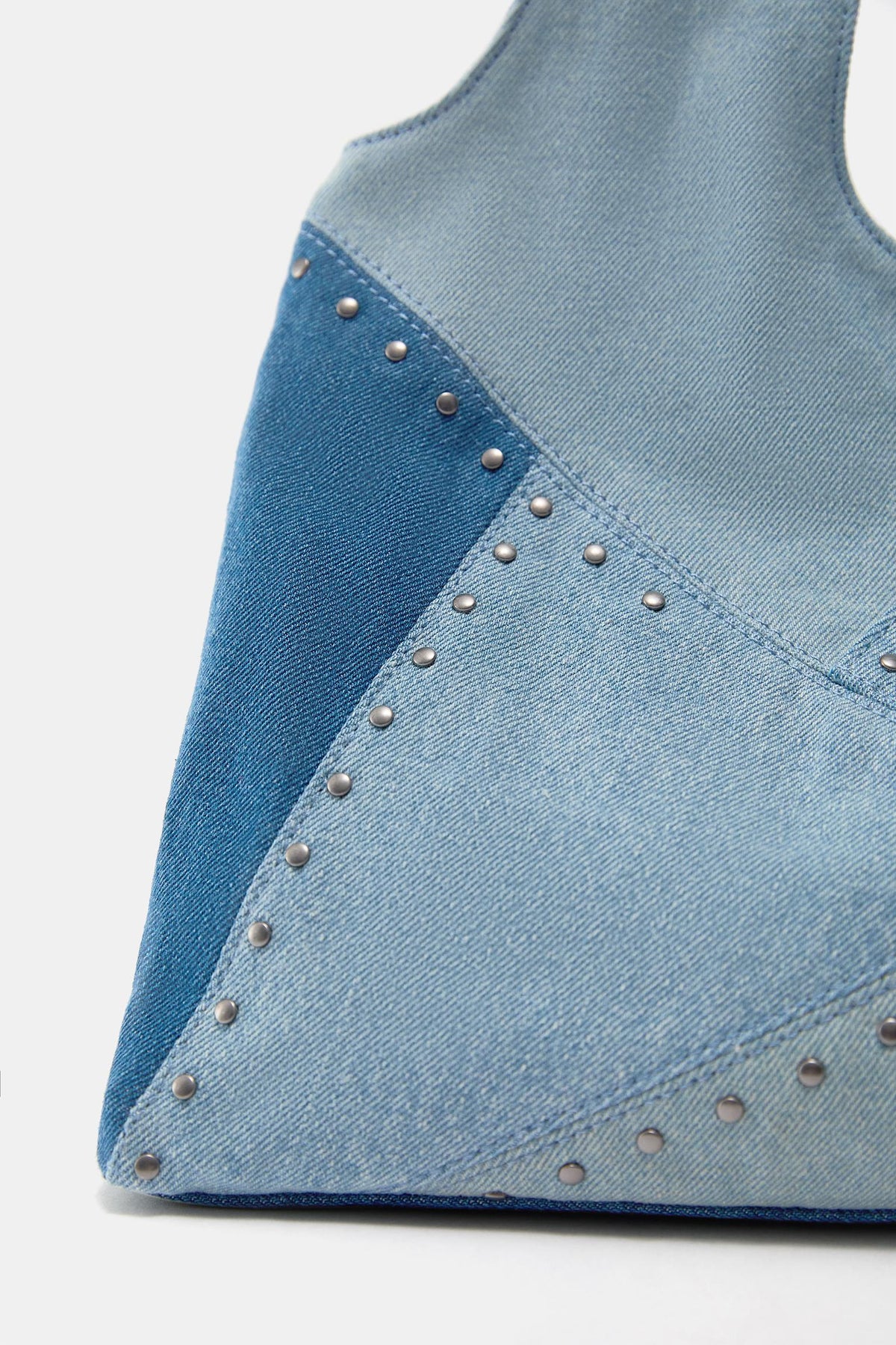 Blue Rivet Decor Shoulder Bag - Versatile Daily Matching Accessory