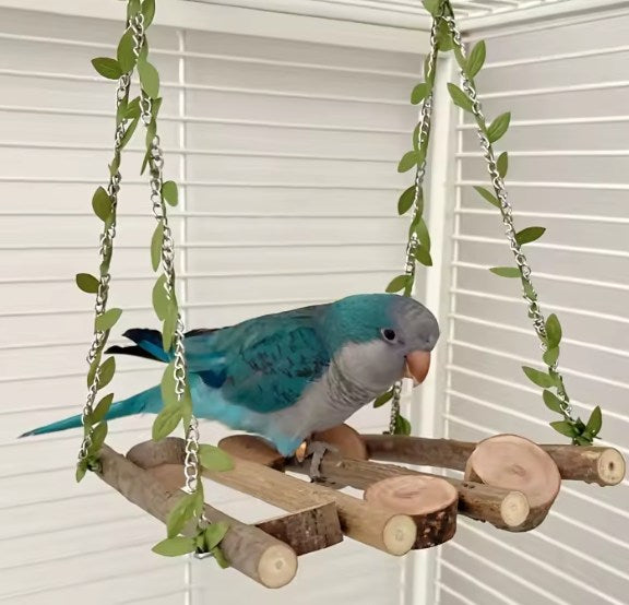 Natural Branch Bird Swing Parrot Toys Climbing Boardwalk Bird Toys Perched Bird Cage Accessories Swing Toy