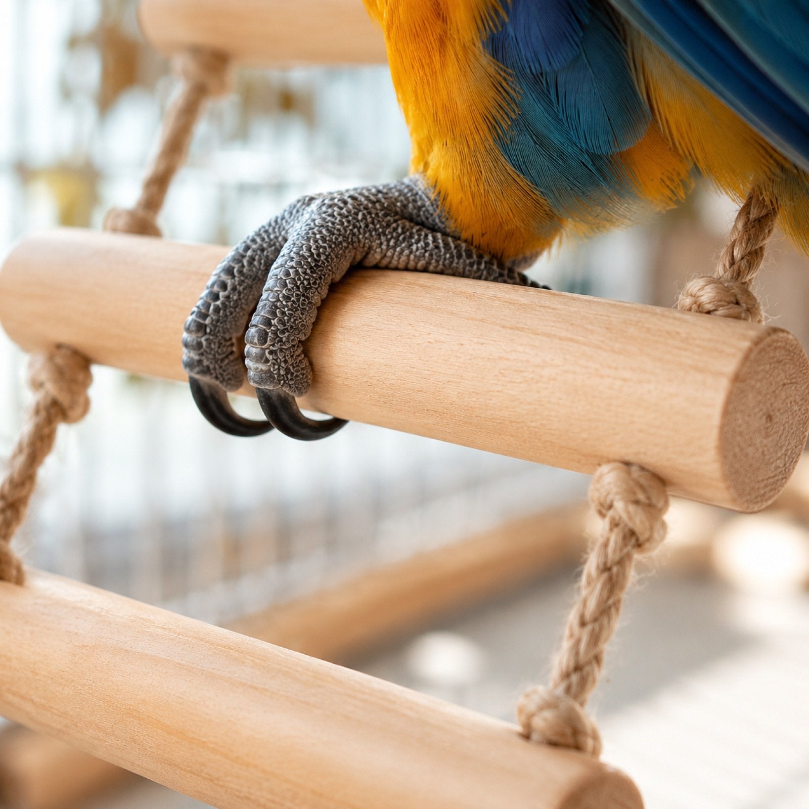 Parrot Wooden Climbing Ladder Rope Suspended Swing Chew Play Sets for Sugar Glider Squirrel Small Pet Cage Accessory 1 Pack