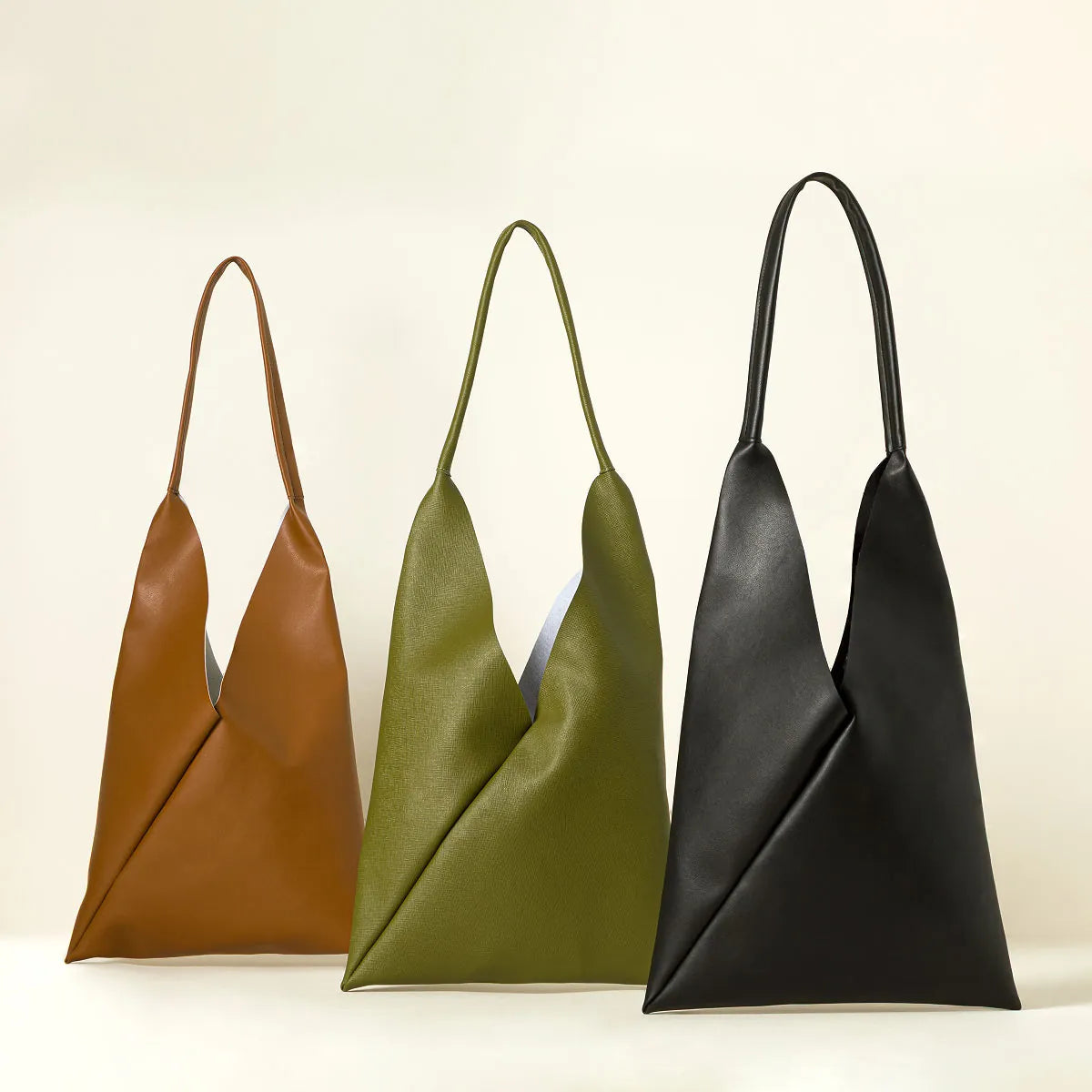 Geometric Folded Leather Bag - Everyday Statement Shoulder Bag in Versatile Hues