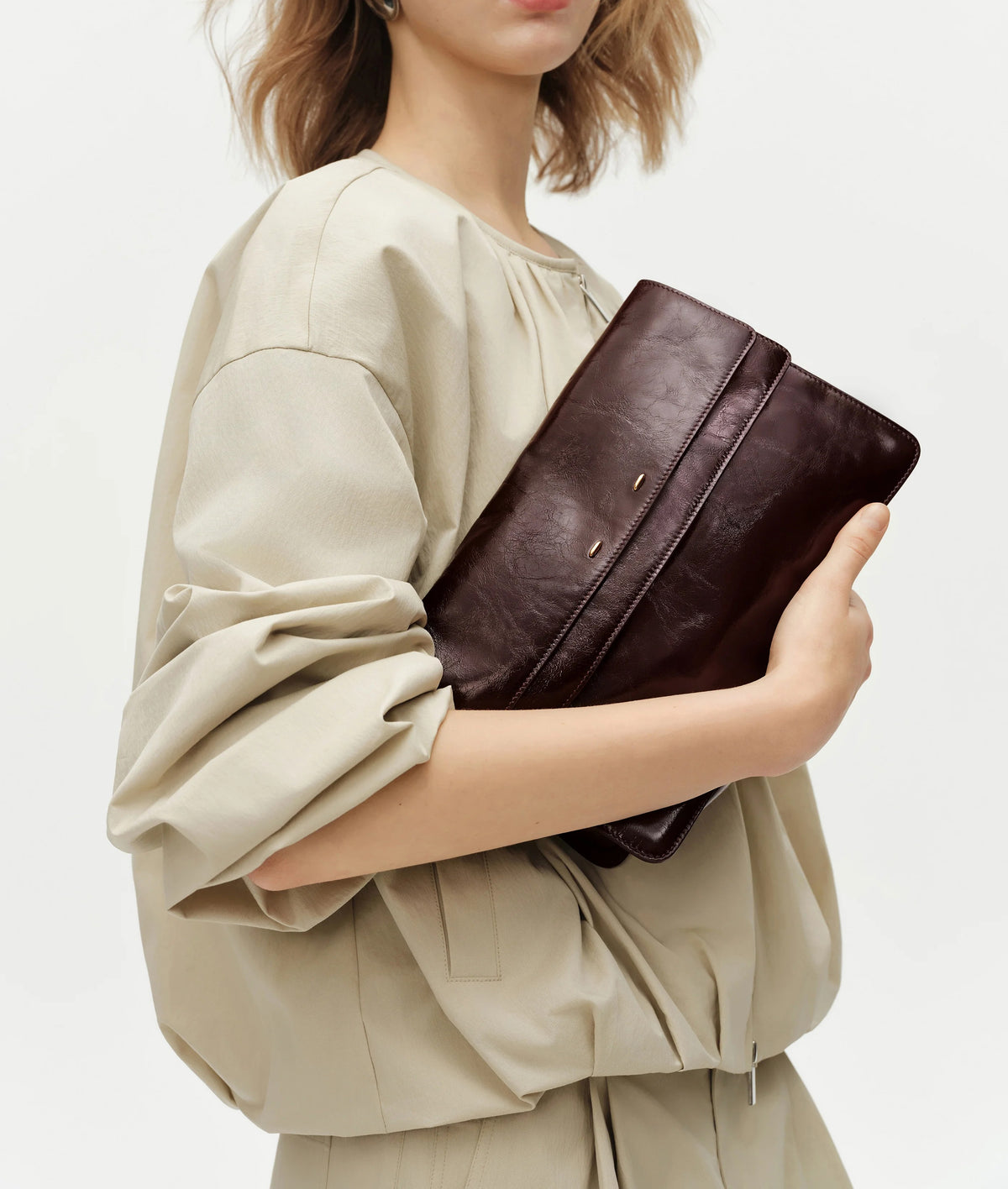 Smooth Leather Shoulder Bag – Adjustable Strap Daily Matching Bag