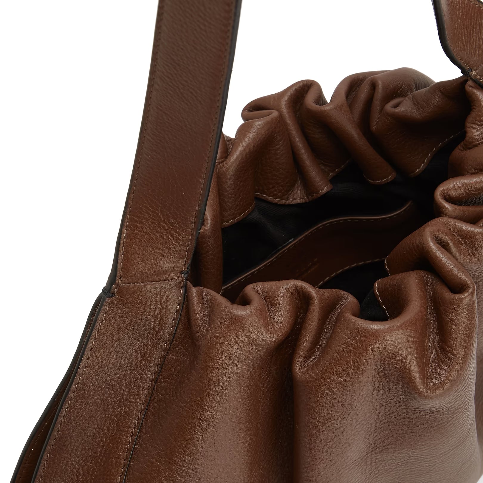 Ruched Leather Shoulder Bag – Soft Oversized Daily Match Bag