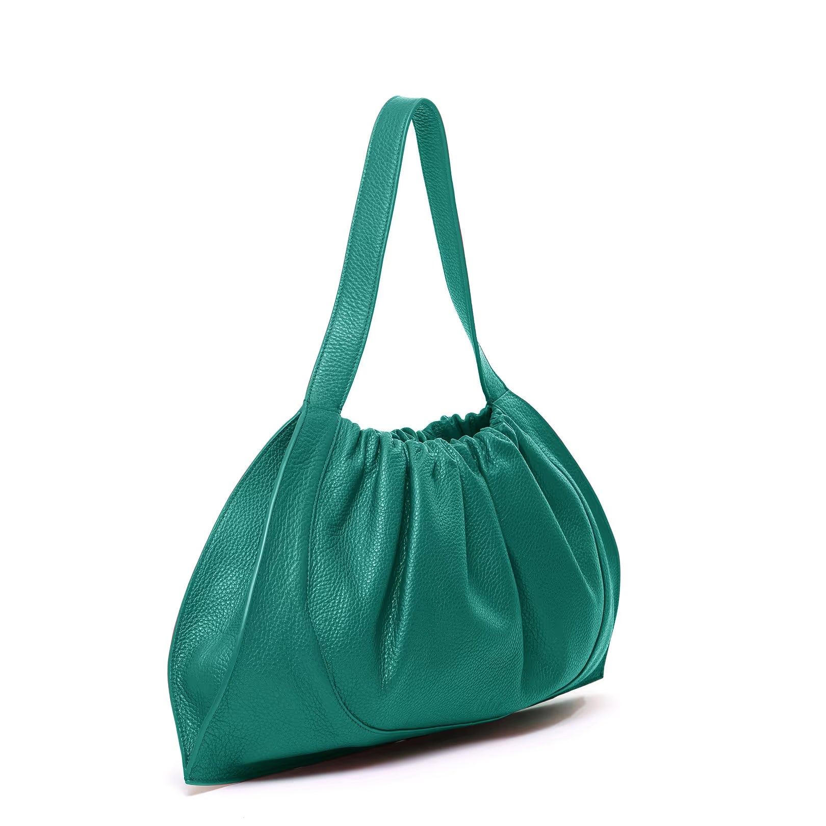Ruched Leather Shoulder Bag – Soft Oversized Daily Match Bag