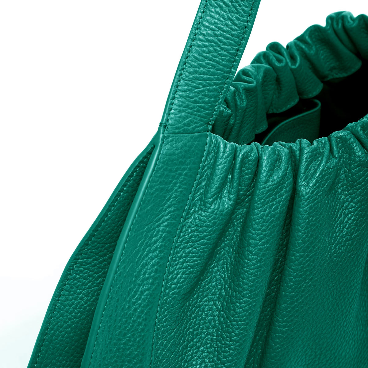 Ruched Leather Shoulder Bag – Soft Oversized Daily Match Bag