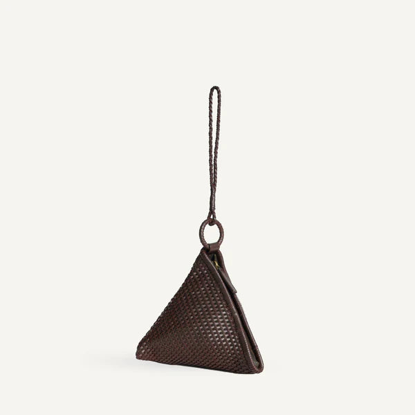 Hand-Woven Triangle Leather Bag – Wrist Strap Casual Daily Matching Bag