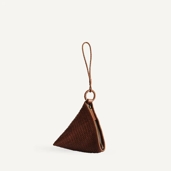 Hand-Woven Triangle Leather Bag – Wrist Strap Casual Daily Matching Bag