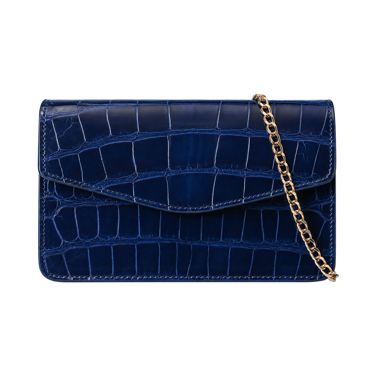 Glossy Croc Embossed Leather Chain Bag – Multi Vivid Tone Evening Crossbody Bag