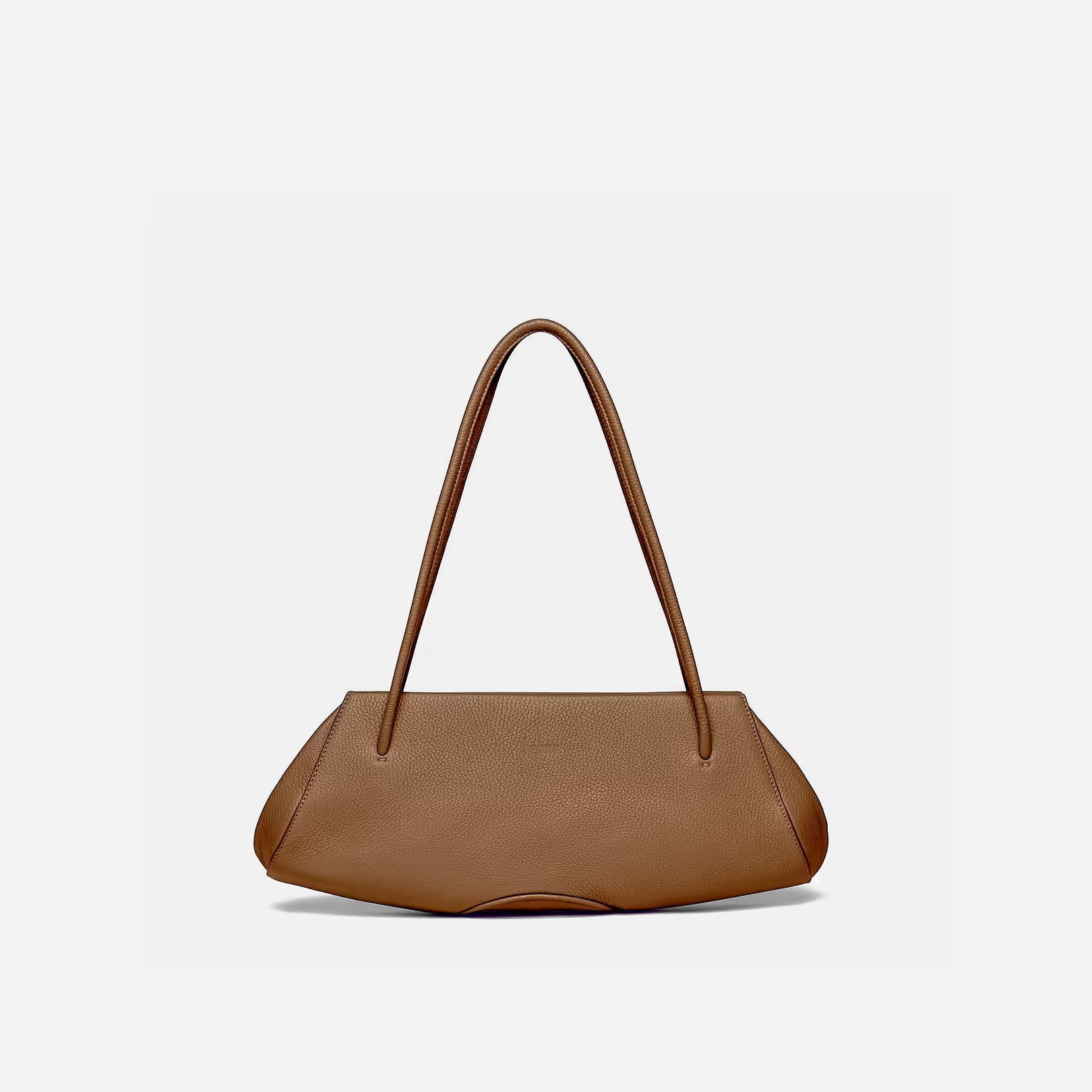 Warm Tan Pebbled Leather Baguette Bag – Slim Single Strap Daily Shoulder Bag