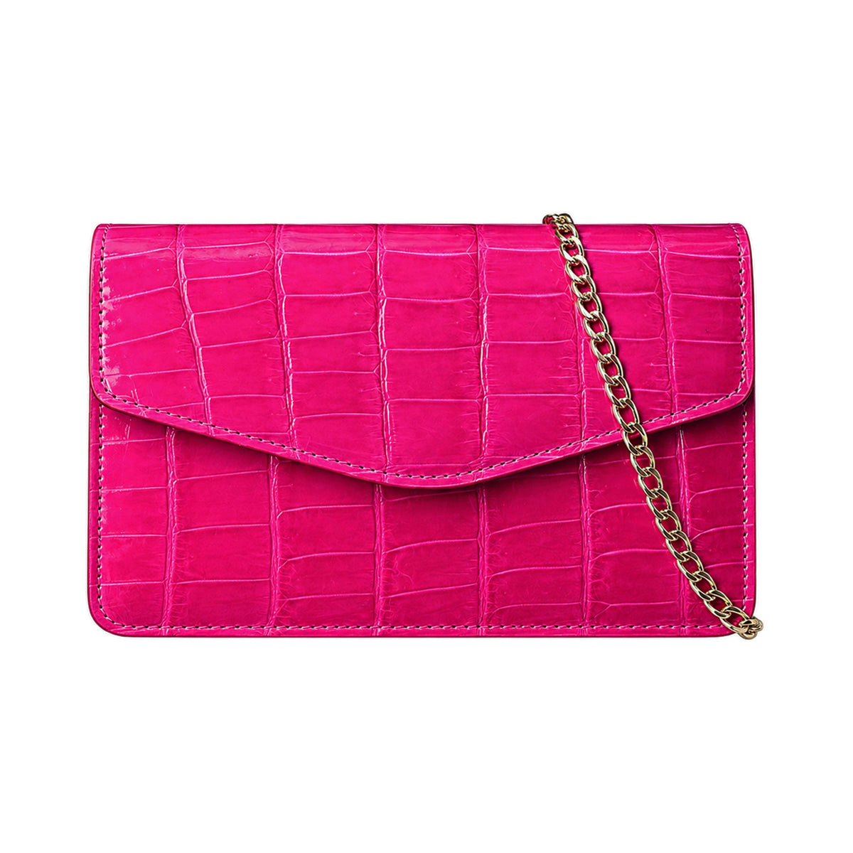 Glossy Croc Embossed Leather Chain Bag – Multi Vivid Tone Evening Crossbody Bag