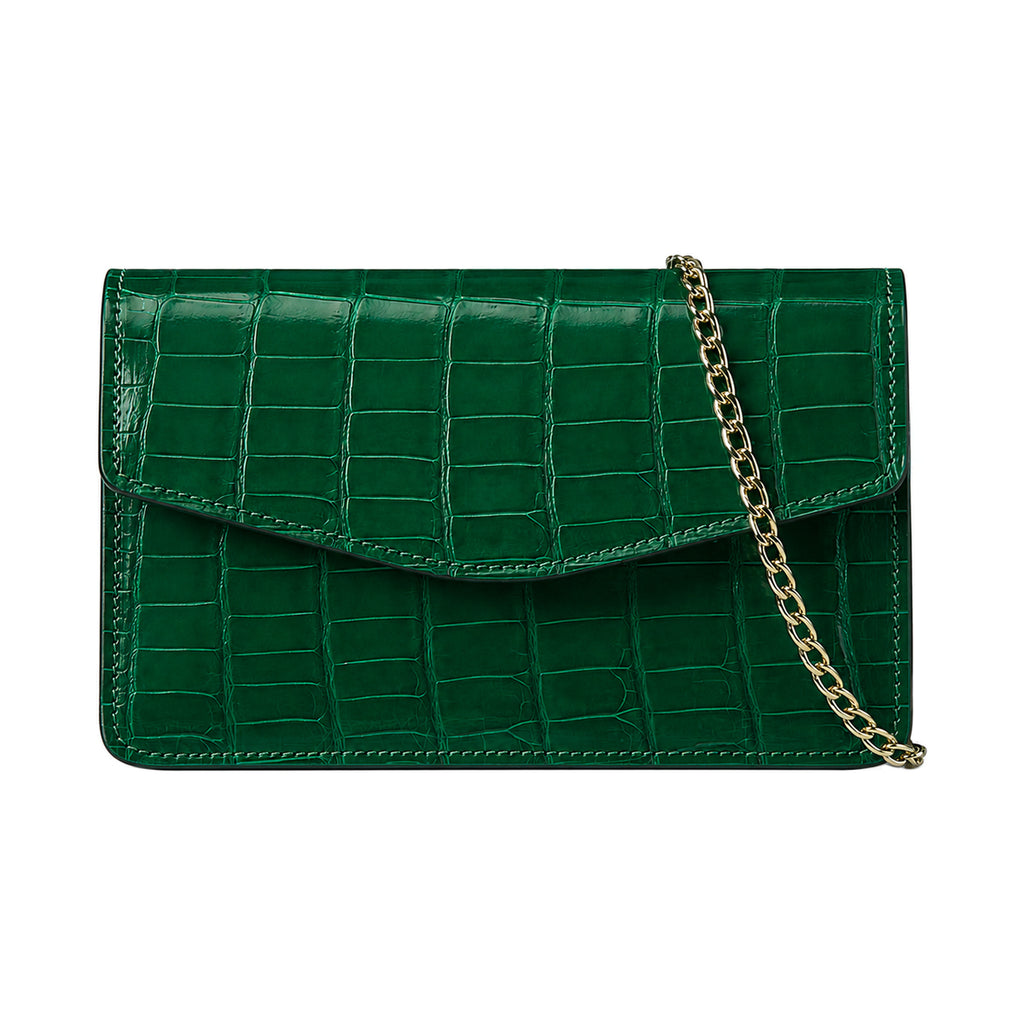 Glossy Croc Embossed Leather Chain Bag – Multi Vivid Tone Evening Crossbody Bag