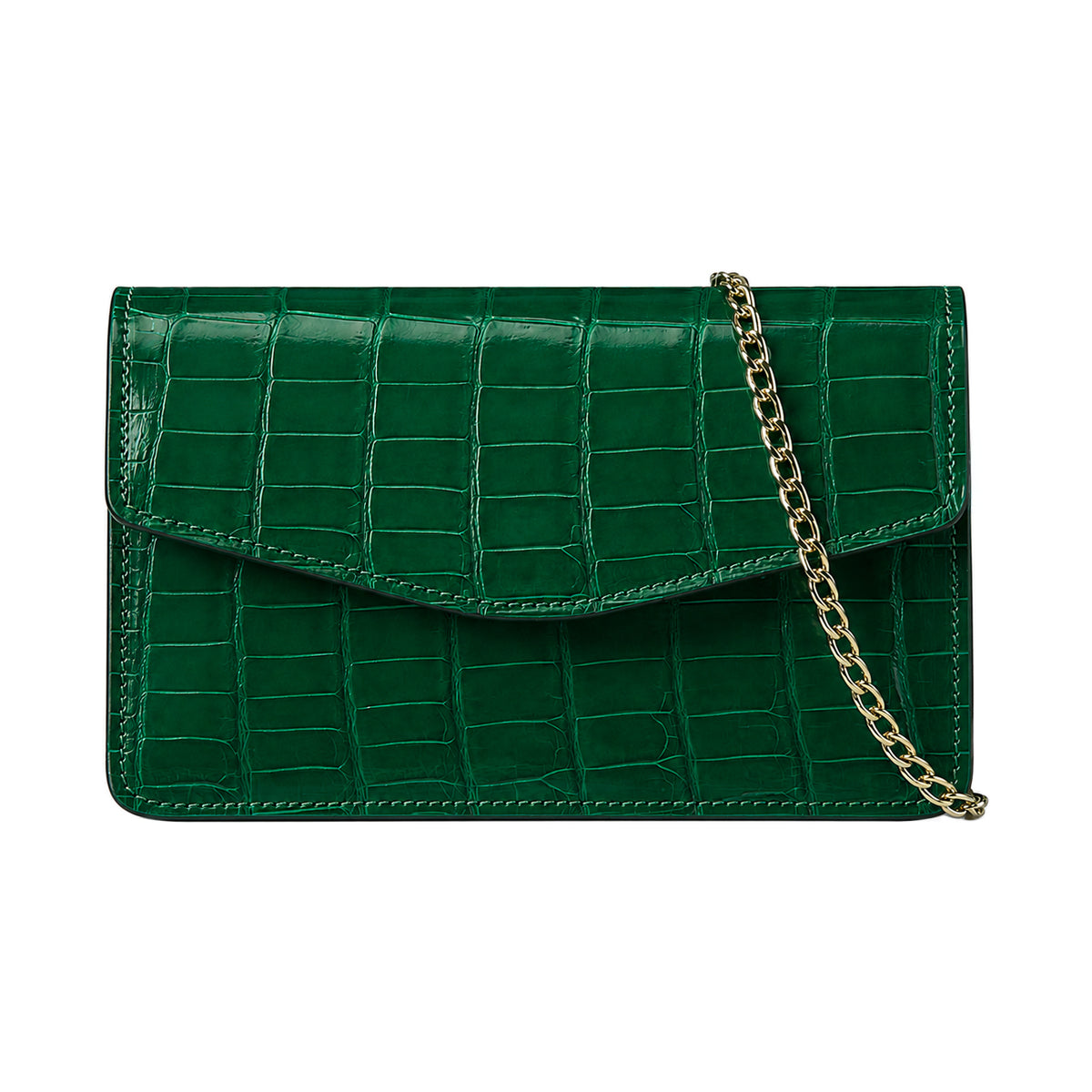 Glossy Croc Embossed Leather Chain Bag – Multi Vivid Tone Evening Crossbody Bag