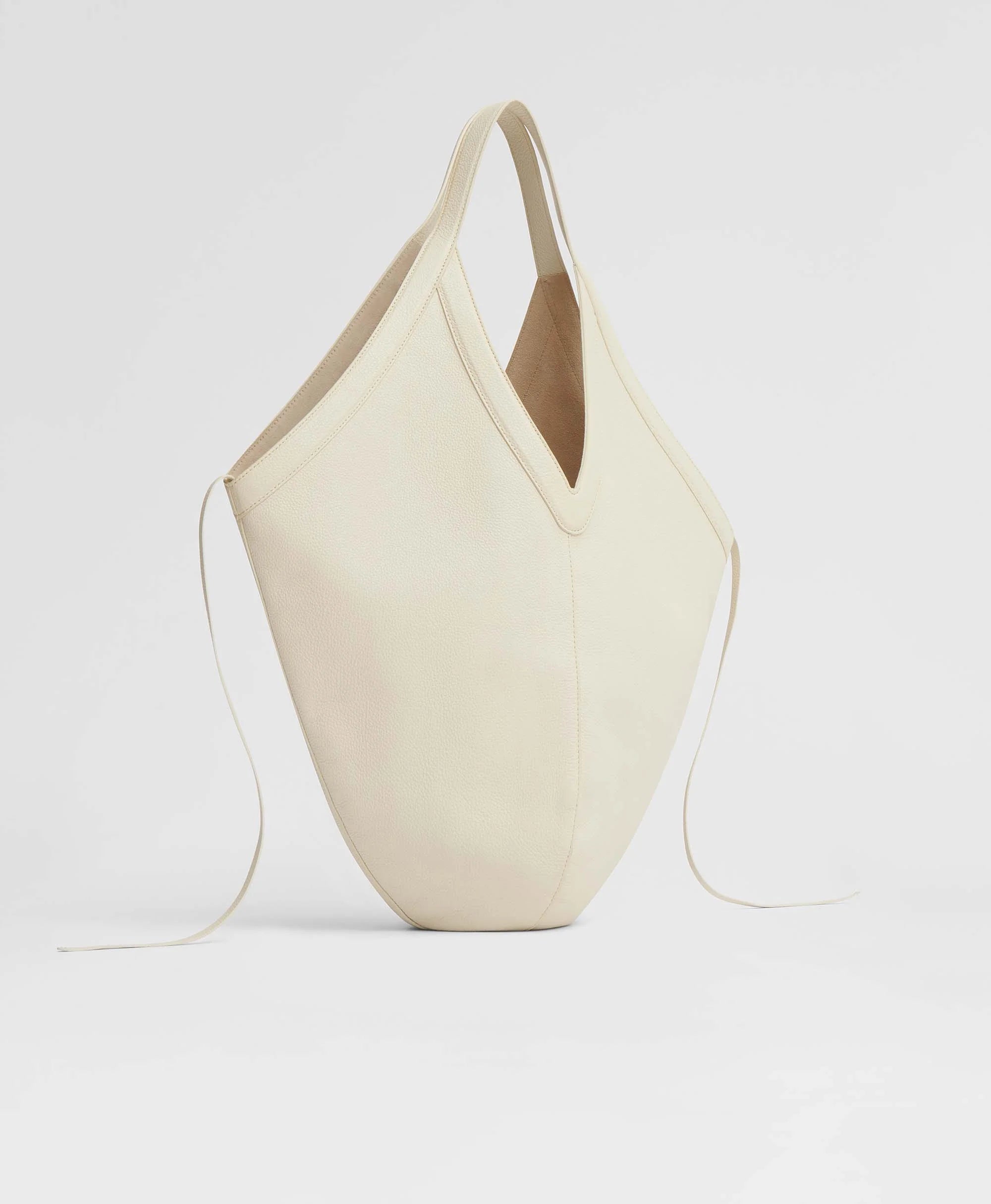 Pebble Leather V-Cut Hobo Bag – Long Handle Minimal Daily Shoulder Bag