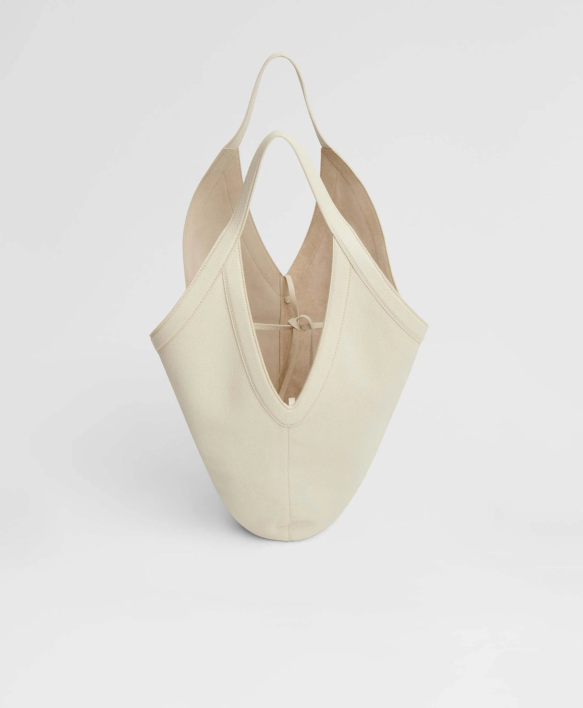 Pebble Leather V-Cut Hobo Bag – Long Handle Minimal Daily Shoulder Bag