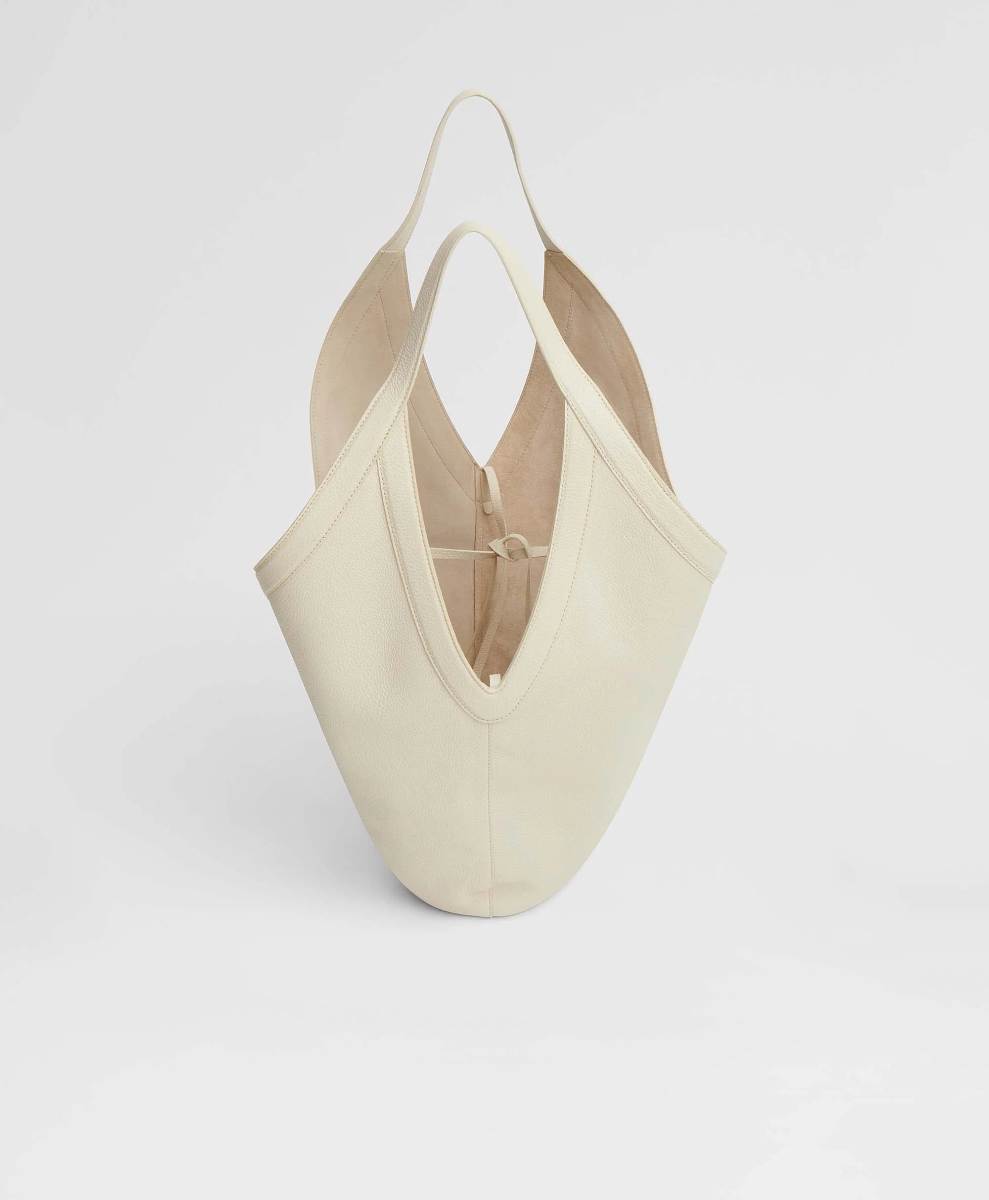 Pebble Leather V-Cut Hobo Bag – Long Handle Minimal Daily Shoulder Bag