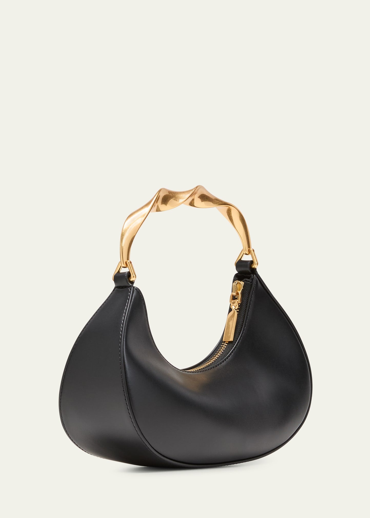 Curved Handheld Bag with Twisted Metal Handle for Daily Outfit Matching