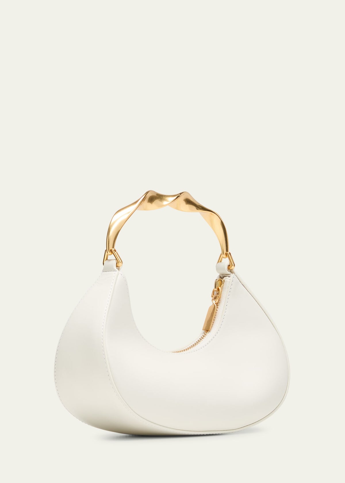 Curved Handheld Bag with Twisted Metal Handle for Daily Outfit Matching