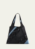 Black Blue Spliced Trim Shoulder Bag - Casual Daily Matching Handbag