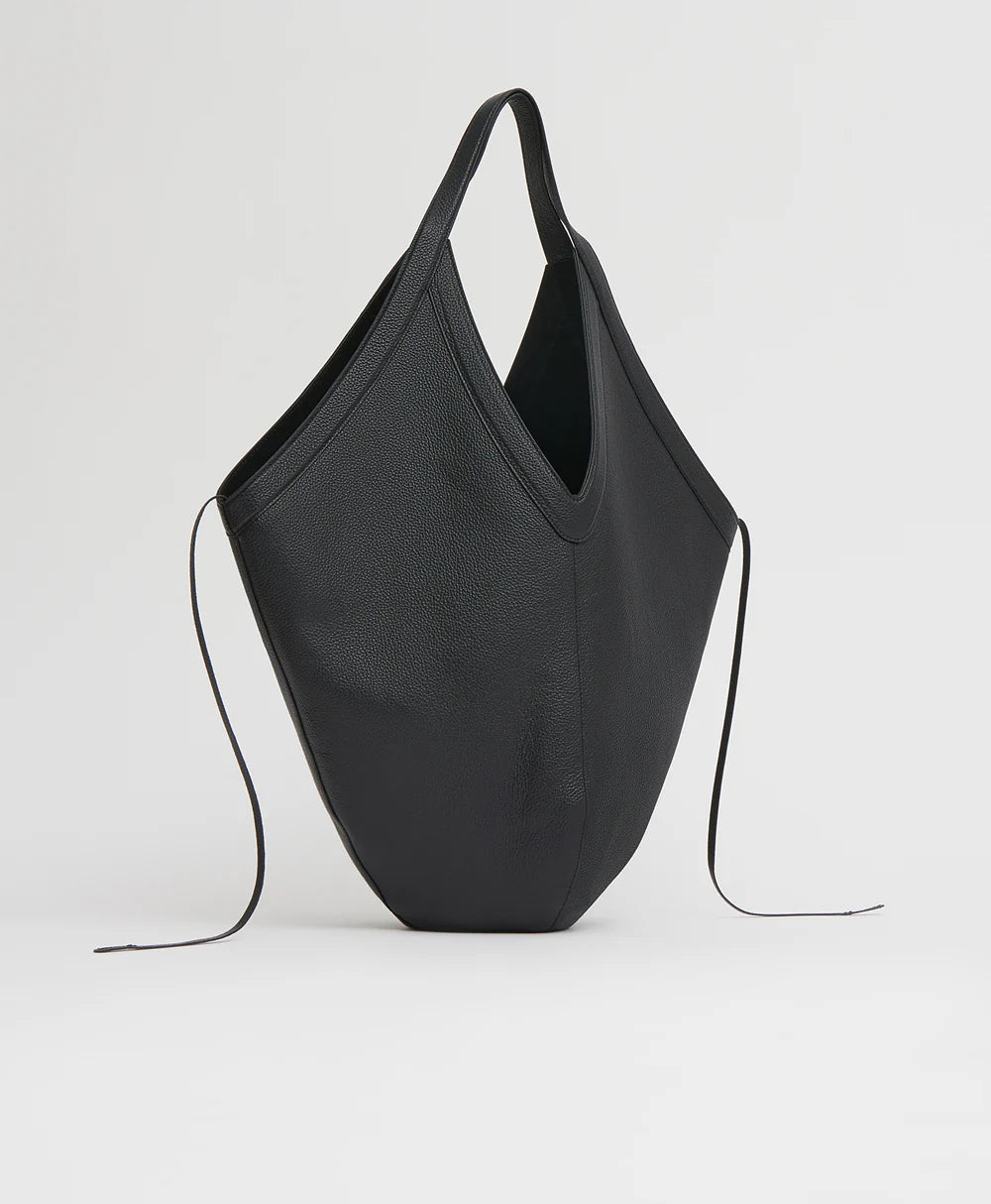 Pebble Leather V-Cut Hobo Bag – Long Handle Minimal Daily Shoulder Bag